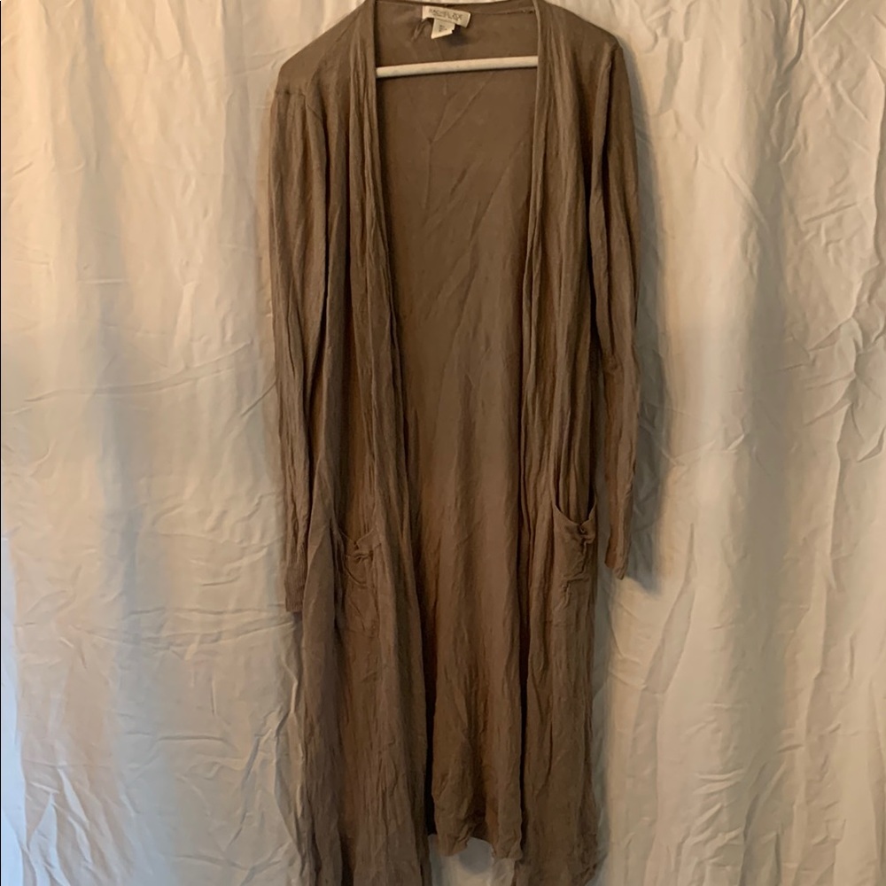 Rachel Zoe / Tan-Olive / Open-Front Cardigan Sweater